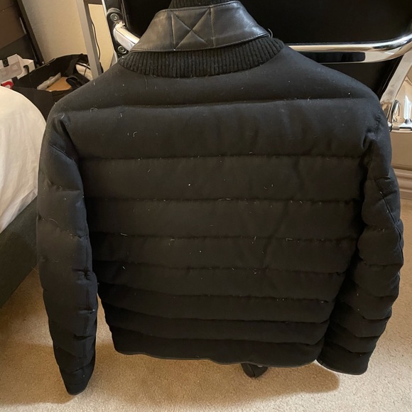 The Kooples Leather Trim Flannel Down Jacket - Picture 6 of 7